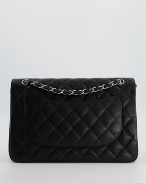 Chanel Black Jumbo Classic Double Flap Bag in Caviar Leather with Silver Hardware