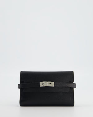 Hermès Kelly Depliant Wallet in Black Epsom Leather with Palladium Hardware