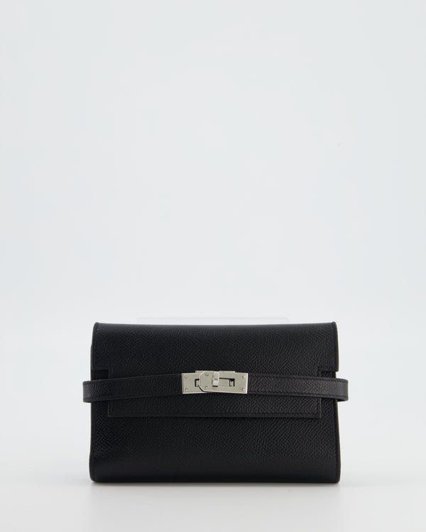 Hermès Kelly Depliant Wallet in Black Epsom Leather with Palladium Hardware