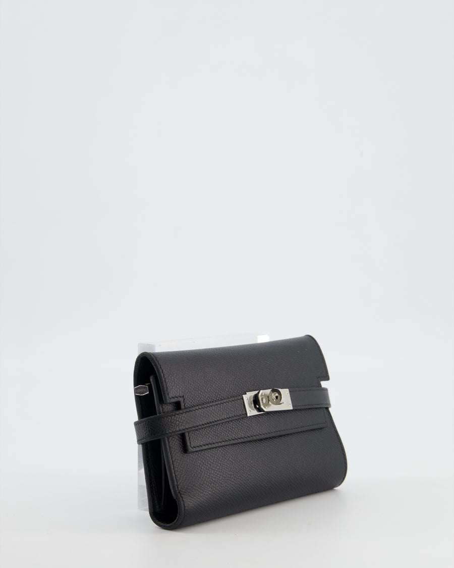 Hermès Kelly Depliant Wallet in Black Epsom Leather with Palladium Hardware