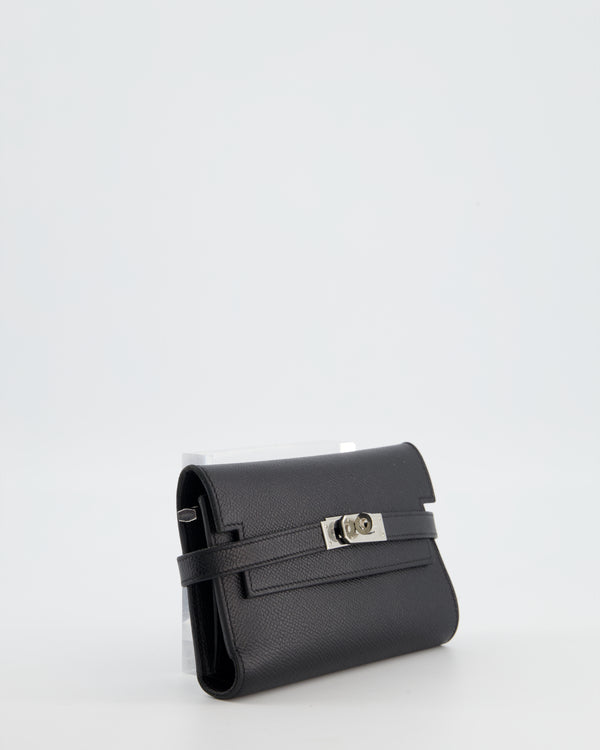Hermès Kelly Depliant Wallet in Black Epsom Leather with Palladium Hardware