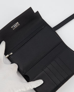 Hermès Kelly Depliant Wallet in Black Epsom Leather with Palladium Hardware