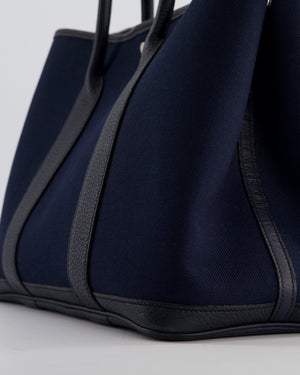 Hermès Bleu Marine Toile Canvas and Bleu Indigo Negonda Leather Garden Party 36 Bag with Palladium Hardware