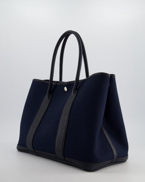 Hermès Bleu Marine Toile Canvas and Bleu Indigo Negonda Leather Garden Party 36 Bag with Palladium Hardware