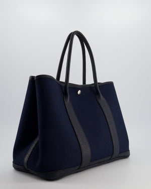 Hermès Bleu Marine Toile Canvas and Bleu Indigo Negonda Leather Garden Party 36 Bag with Palladium Hardware