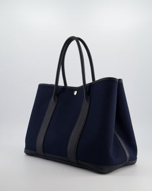 Hermès Bleu Marine Toile Canvas and Bleu Indigo Negonda Leather Garden Party 36 Bag with Palladium Hardware