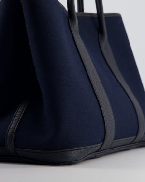 Hermès Bleu Marine Toile Canvas and Bleu Indigo Negonda Leather Garden Party 36 Bag with Palladium Hardware