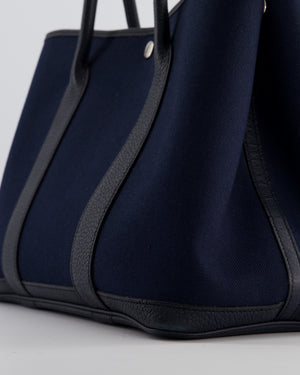 Hermès Bleu Marine Toile Canvas and Bleu Indigo Negonda Leather Garden Party 36 Bag with Palladium Hardware