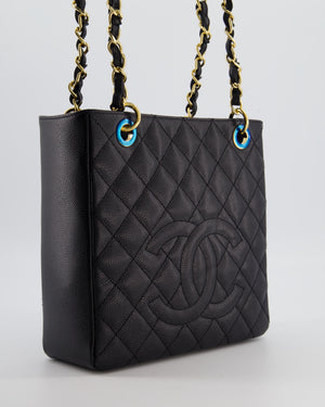 Chanel Black Petite Shopping Tote PST in Caviar Leather with Gold Hardware