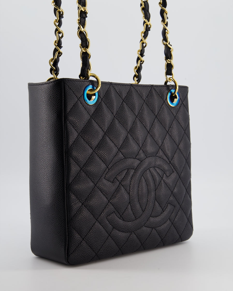 Chanel Black Petite Shopping Tote PST in Caviar Leather with Gold Hardware