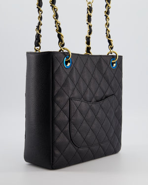 Chanel Black Petite Shopping Tote PST in Caviar Leather with Gold Hardware