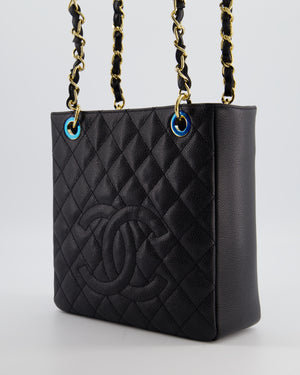 Chanel Black Petite Shopping Tote PST in Caviar Leather with Gold Hardware