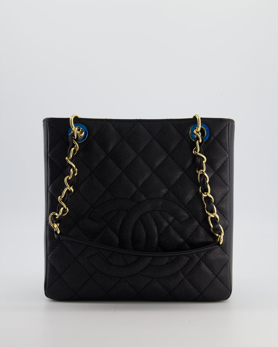 Chanel Black Petite Shopping Tote PST in Caviar Leather with Gold Hardware