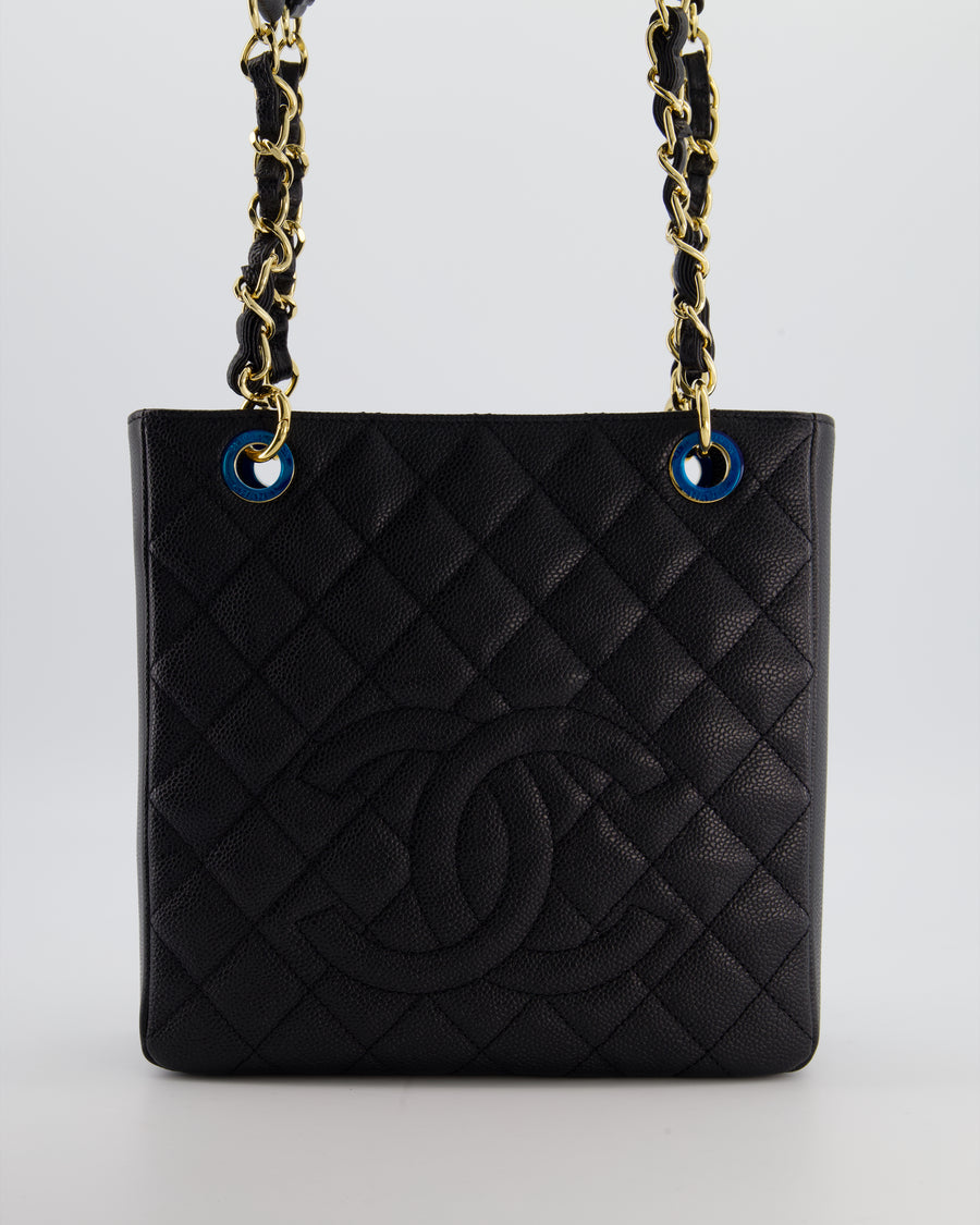 Chanel Black Petite Shopping Tote PST in Caviar Leather with Gold Hardware