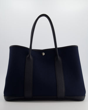 Hermès Bleu Marine Toile Canvas and Bleu Indigo Negonda Leather Garden Party 36 Bag with Palladium Hardware