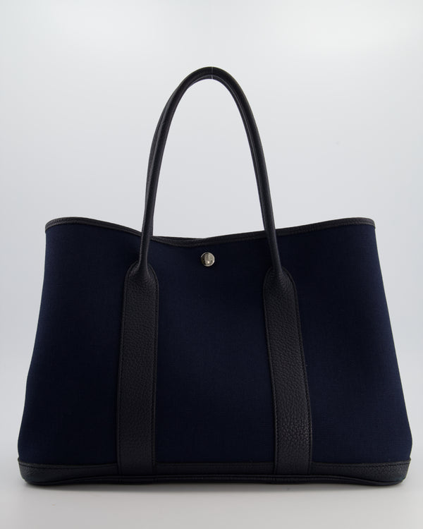 Hermès Bleu Marine Toile Canvas and Bleu Indigo Negonda Leather Garden Party 36 Bag with Palladium Hardware