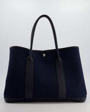 Hermès Bleu Marine Toile Canvas and Bleu Indigo Negonda Leather Garden Party 36 Bag with Palladium Hardware