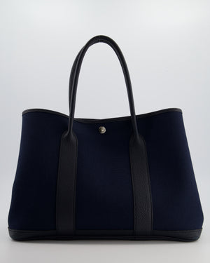 Hermès Bleu Marine Toile Canvas and Bleu Indigo Negonda Leather Garden Party 36 Bag with Palladium Hardware