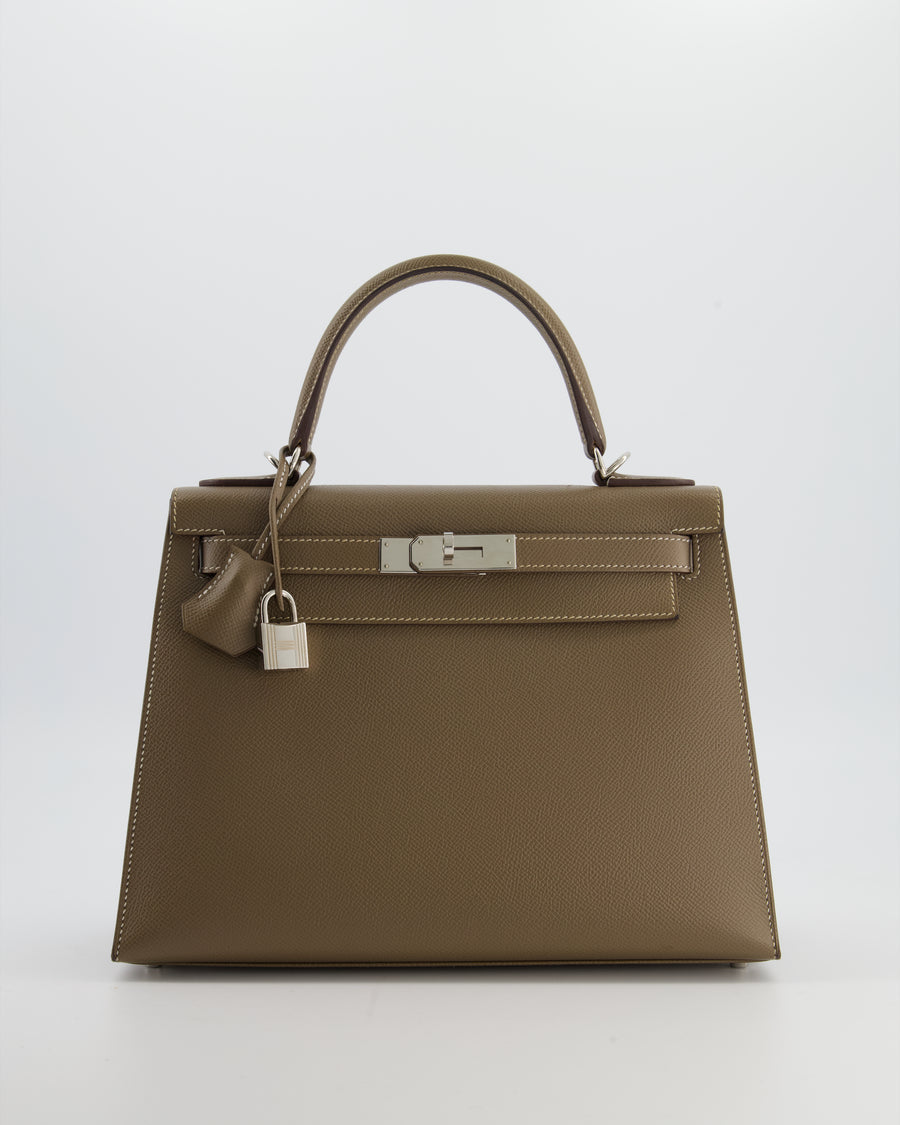 Hermès Kelly Sellier Bag 28cm in Etoupe Epsom Leather with Palladium Hardware