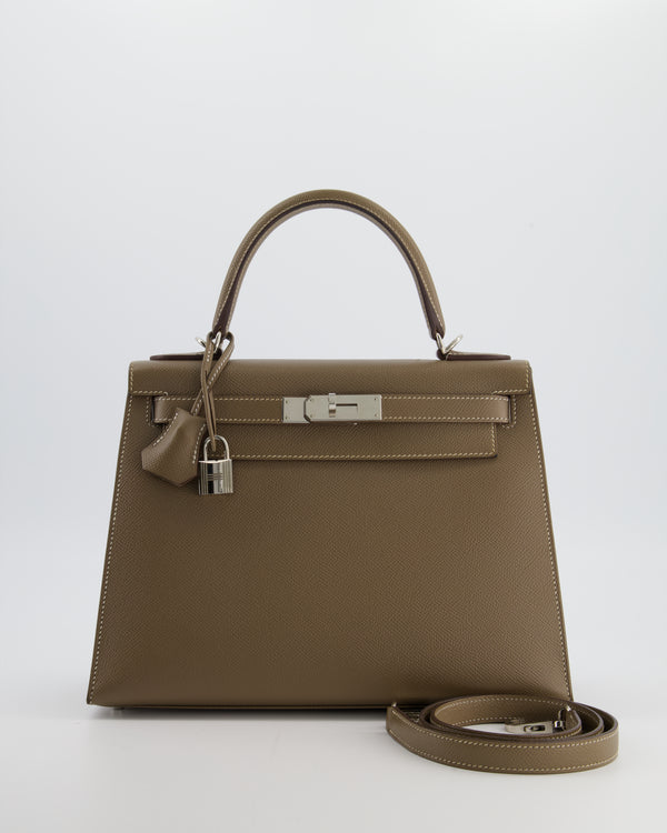 Hermès Kelly Sellier Bag 28cm in Etoupe Epsom Leather with Palladium Hardware