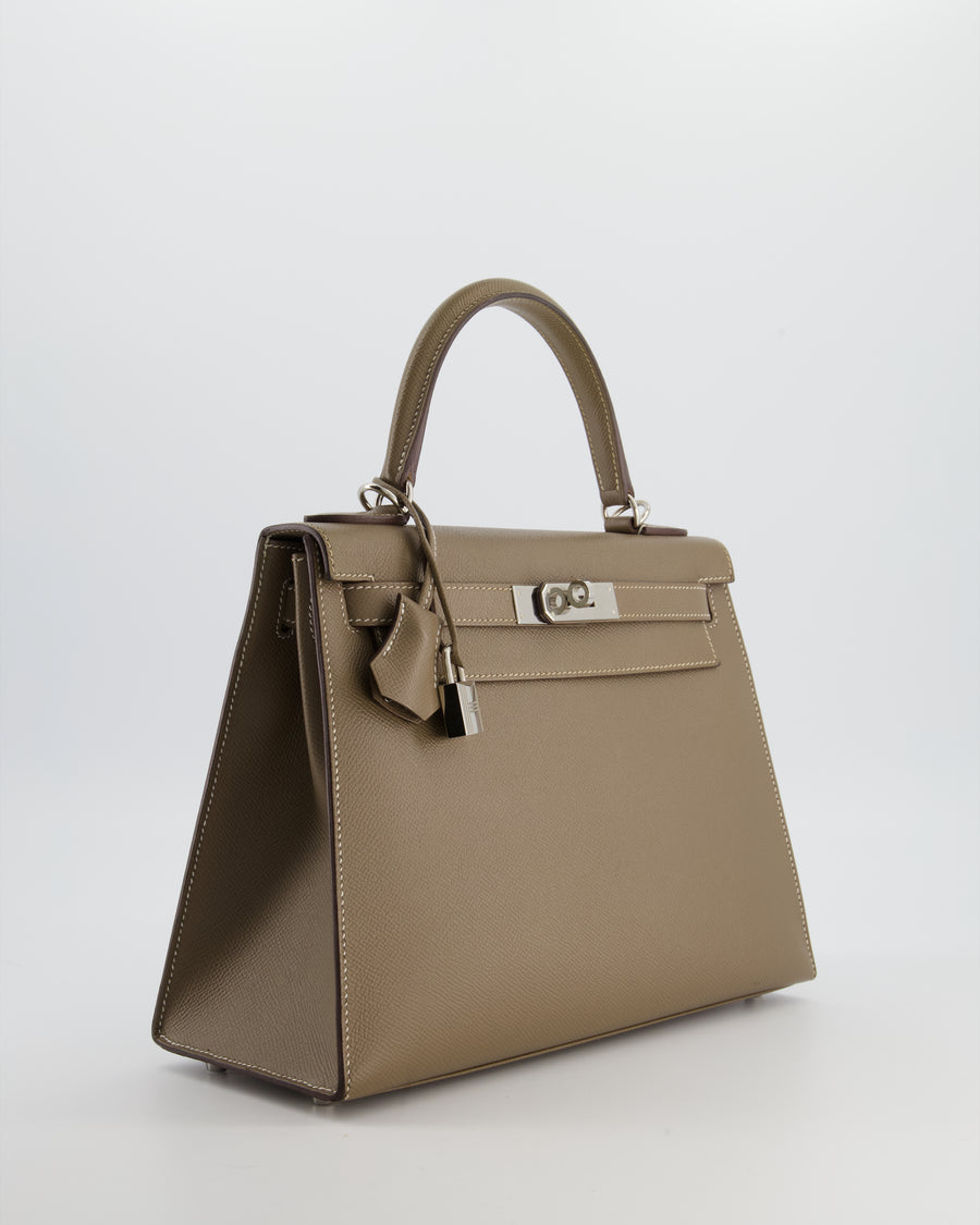 Hermès Kelly Sellier Bag 28cm in Etoupe Epsom Leather with Palladium Hardware