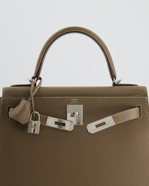 Hermès Kelly Sellier Bag 28cm in Etoupe Epsom Leather with Palladium Hardware