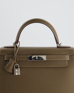 Hermès Kelly Sellier Bag 28cm in Etoupe Epsom Leather with Palladium Hardware
