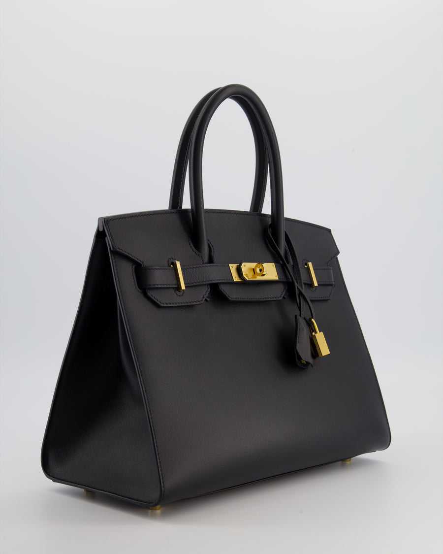*VERY RARE* Hermès Birkin 30 Sellier Bag in Noir Madame Leather with Gold Hardware
