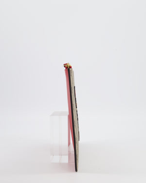 Gucci Black & Beige GG Supreme Canvas and Leather Angry Cat Embroidered Pouch