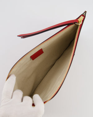 Gucci Black & Beige GG Supreme Canvas and Leather Angry Cat Embroidered Pouch