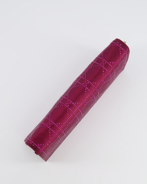 Christian Dior Burgundy Satin Crystal Embellished Cannage Chain Clutch Bag with Silver Hardware