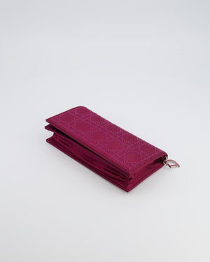 Christian Dior Burgundy Satin Crystal Embellished Cannage Chain Clutch Bag with Silver Hardware