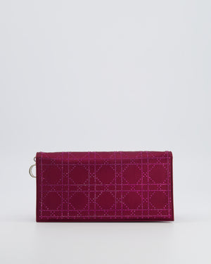 Christian Dior Burgundy Satin Crystal Embellished Cannage Chain Clutch Bag with Silver Hardware