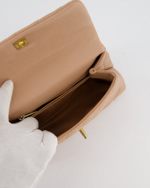 Chanel Beige Caviar Quilted Coco Top Handle with Gold Hardware