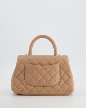 Chanel Beige Caviar Quilted Coco Top Handle with Gold Hardware
