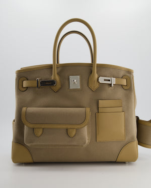 *SUPER HOT & RARE* Hermès Birkin 35 Cargo Bag in Beige Marfa Toile Goeland and Veau Swift Leather with Palladium Hardware