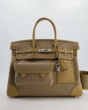 *SUPER HOT & RARE* Hermès Birkin 35 Cargo Bag in Beige Marfa Toile Goeland and Veau Swift Leather with Palladium Hardware