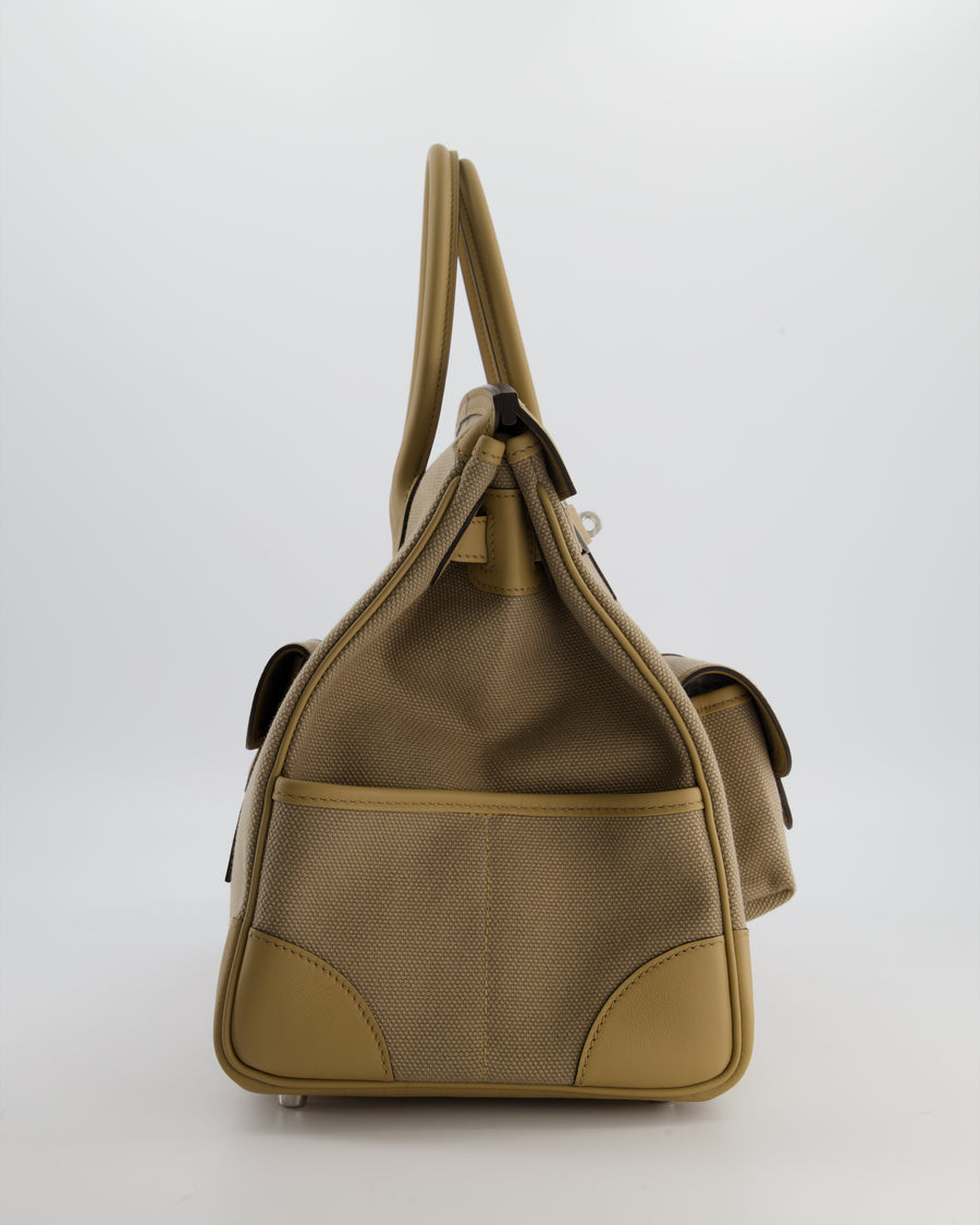 *SUPER HOT & RARE* Hermès Birkin 35 Cargo Bag in Beige Marfa Toile Goeland and Veau Swift Leather with Palladium Hardware