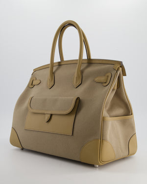 *SUPER HOT & RARE* Hermès Birkin 35 Cargo Bag in Beige Marfa Toile Goeland and Veau Swift Leather with Palladium Hardware