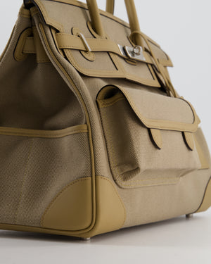 *SUPER HOT & RARE* Hermès Birkin 35 Cargo Bag in Beige Marfa Toile Goeland and Veau Swift Leather with Palladium Hardware