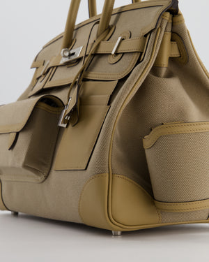 *SUPER HOT & RARE* Hermès Birkin 35 Cargo Bag in Beige Marfa Toile Goeland and Veau Swift Leather with Palladium Hardware