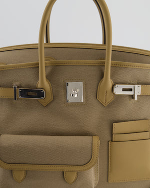 *SUPER HOT & RARE* Hermès Birkin 35 Cargo Bag in Beige Marfa Toile Goeland and Veau Swift Leather with Palladium Hardware