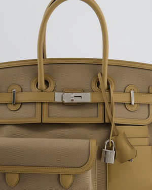 *SUPER HOT & RARE* Hermès Birkin 35 Cargo Bag in Beige Marfa Toile Goeland and Veau Swift Leather with Palladium Hardware