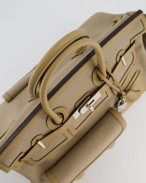 *SUPER HOT & RARE* Hermès Birkin 35 Cargo Bag in Beige Marfa Toile Goeland and Veau Swift Leather with Palladium Hardware