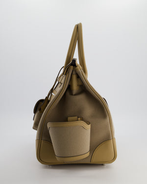 *SUPER HOT & RARE* Hermès Birkin 35 Cargo Bag in Beige Marfa Toile Goeland and Veau Swift Leather with Palladium Hardware