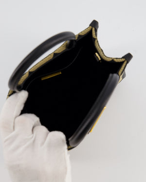 Prada Symbole Patterned Jacquard Mini Tote Bag In Black and Beige with Gold Hardware