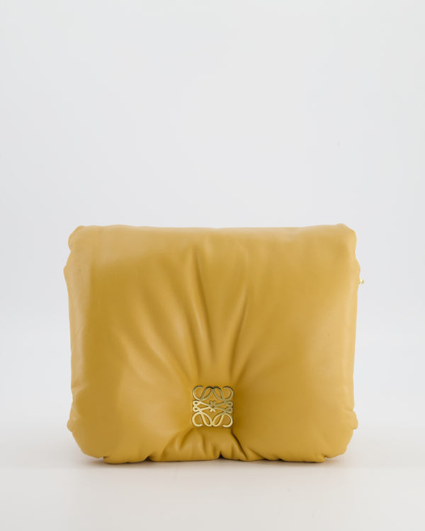 Loewe Yellow Goya Puffer Bag in Lamb Nappa Leather with Gold Hardware