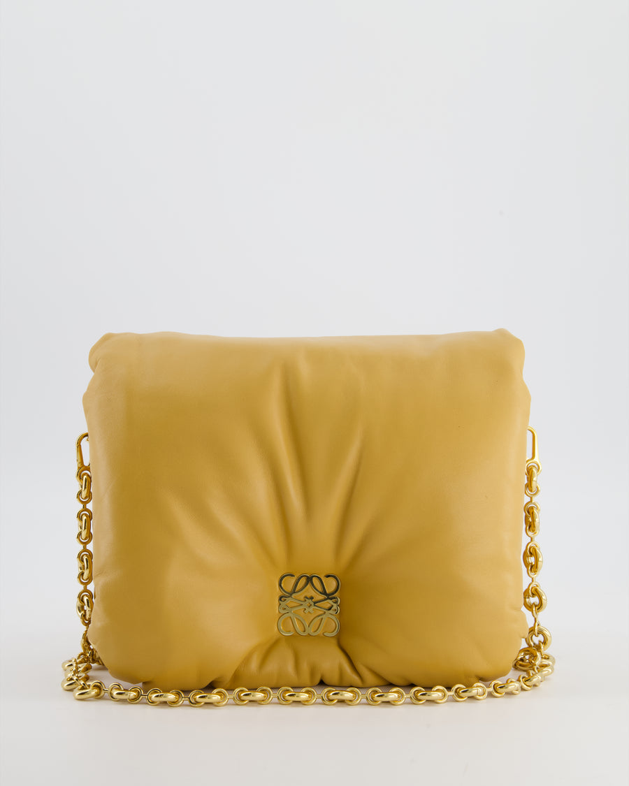 Loewe Yellow Goya Puffer Bag in Lamb Nappa Leather with Gold Hardware