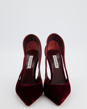 Aquazzura Burgundy Velvet and Satin Dangerous Liaisons 105mm Pump Heels Size EU 40