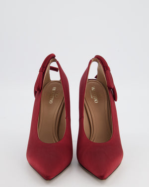 Valentino Garavani Burgundy Nite-Out Satin Pump Heels with Bow Detail Size EU 40